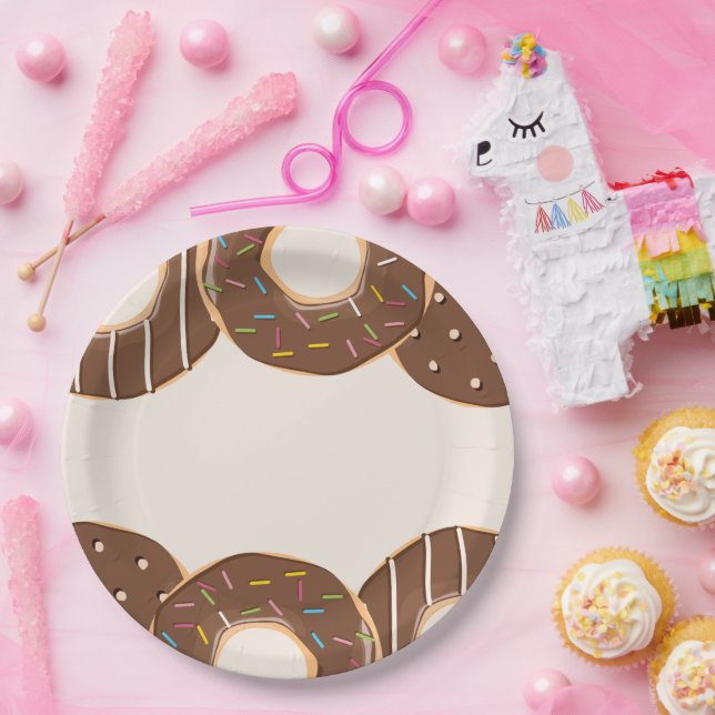 Chocolate Donut Delight  Paper Plates (Party)