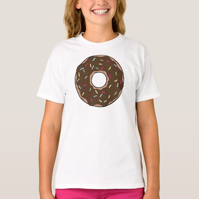 Chocolate Donut, Doughnut, Glaze, Icing, Sprinkles T-Shirt (Front)