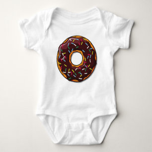 Chocolate Donut, Doughnut, Icing, Sprinkles, Glaze Baby Bodysuit