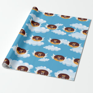 Chocolate Donut Food Humor Emoji Wrapping Paper