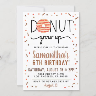 Chocolate Donut Grow Up Birthday Invitation