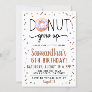 Chocolate Donut Grow Up Birthday Invitation