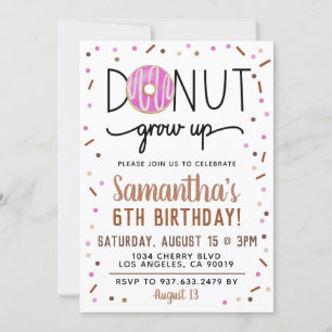 Chocolate Donut Grow Up Birthday Invitation