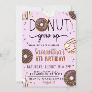 Chocolate Donut Grow Up Birthday Invitation