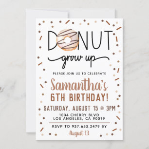 Chocolate Donut Grow Up Birthday Invitation