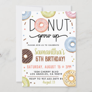 Chocolate Donut Grow Up Birthday Invitation
