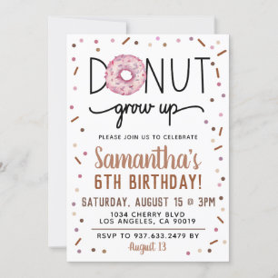 Chocolate Donut Grow Up Birthday Invitation