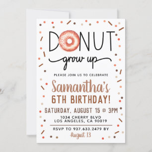 Chocolate Donut Grow Up Birthday Invitation