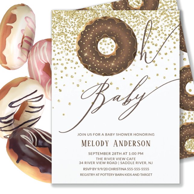 Chocolate Donut Oh Baby Neutral Baby Shower Invitation (Creator Uploaded)