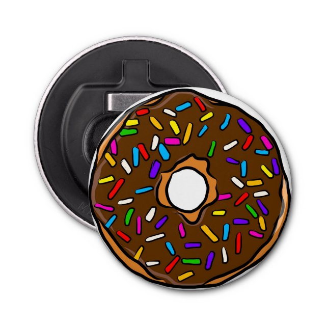 Chocolate Donut Rainbow Colorful Sprinkles Art Yum Bottle Opener (Front)