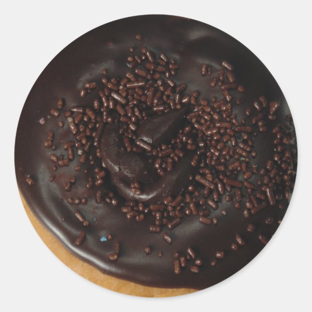 Chocolate donut round glossy stickers (Front)