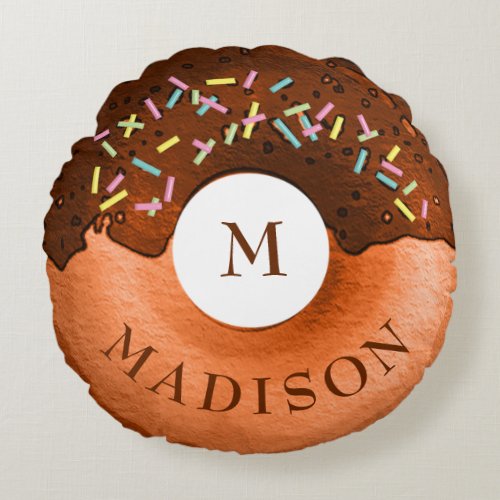 Chocolate Donut Round Pillow