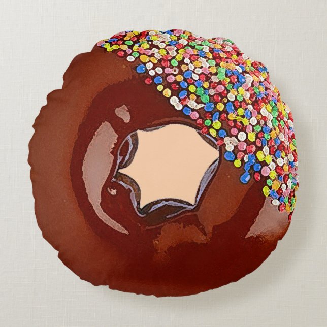 Chocolate Donut Round Pillow (Front)