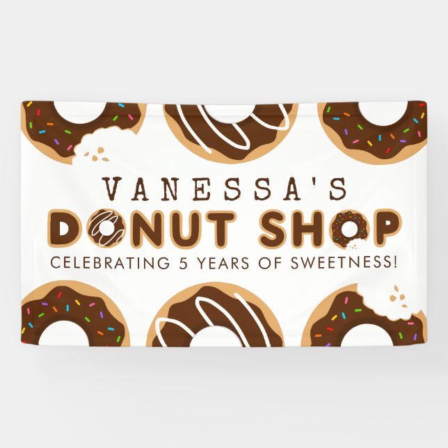 Chocolate Donut Shop Birthday Party Banner (Horizontal)