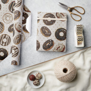 Chocolate Donut Sprinkle Wrapping Paper