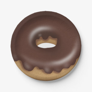 Chocolate donut sweet treat paper plate