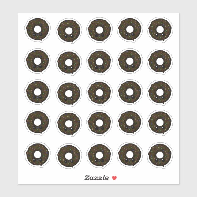 Chocolate Donut with Chocolate Frosting Sprinkles Sticker (Sheet)