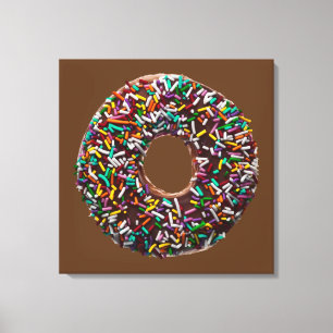 Chocolate Donut with colorful sprinkles Canvas Print