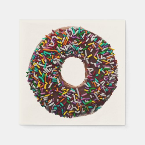Chocolate Donut with colorful sprinkles Paper Napkins