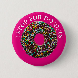 Chocolate Donut with colorful sprinkles Pinback Button
