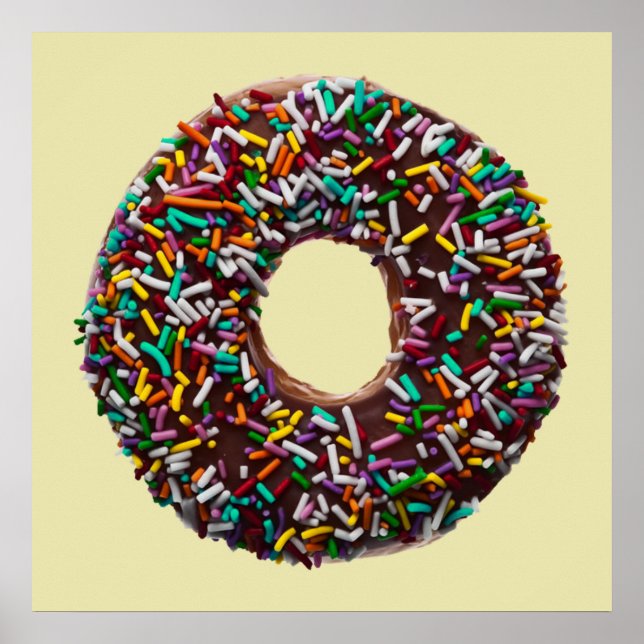 Chocolate Donut with colorful sprinkles Poster (Front)