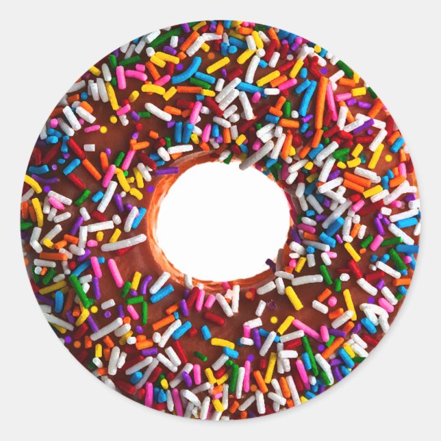 Chocolate Donut with Jimmies Classic Round Sticker (Front)