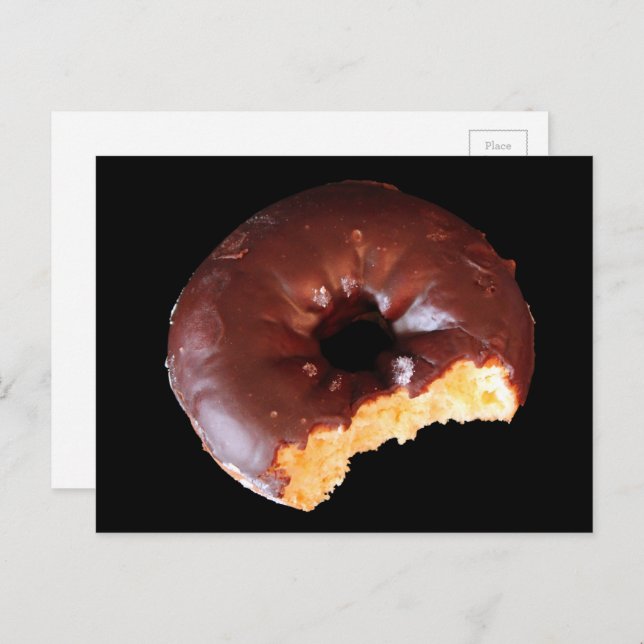 Chocolate Donut With Large Bite Taken Out of It Postcard (Front/Back)