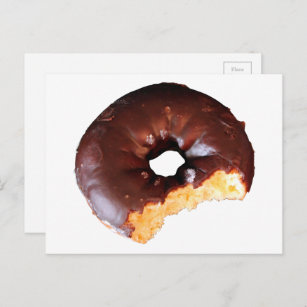 Chocolate Donut With Large Bite Taken Out of It Postcard