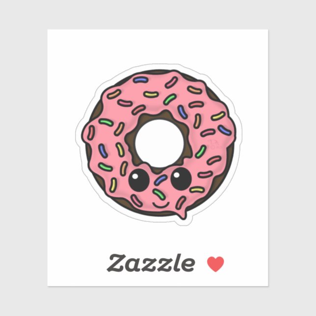 Chocolate Donut with Pink Frosting and Sprinkles Sticker (Sheet)