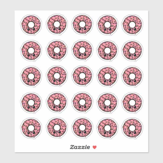 Chocolate Donut with Pink Frosting and Sprinkles Sticker (Sheet)