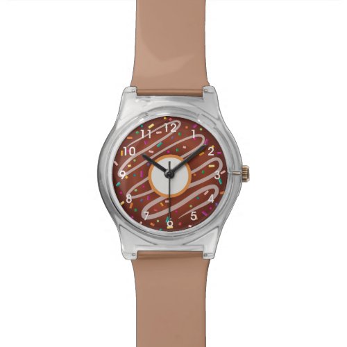 Chocolate Donut with Rainbow Sprinkles Wrist Watch