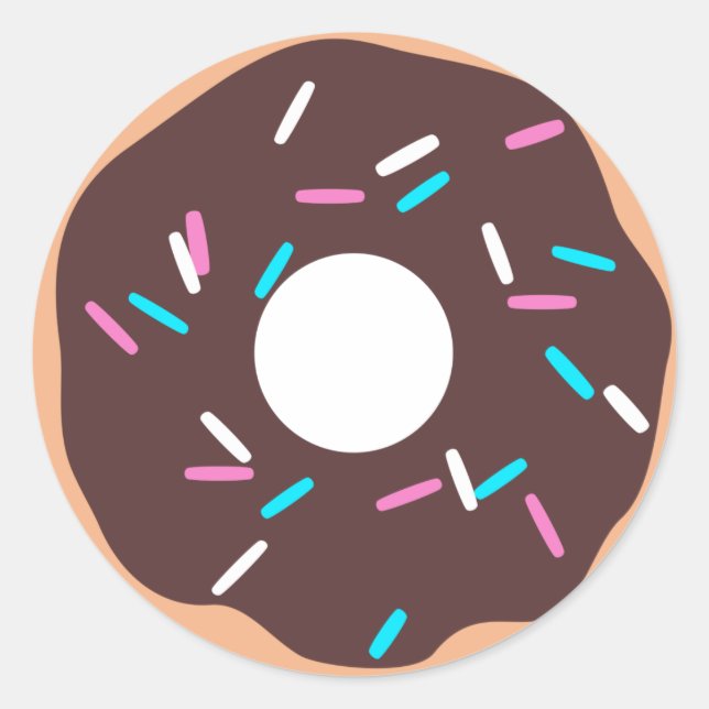 Chocolate Donut with Sprinkles Classic Round Sticker (Front)