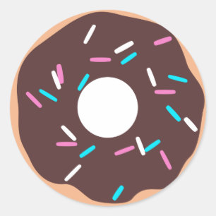 Chocolate Donut with Sprinkles Classic Round Sticker