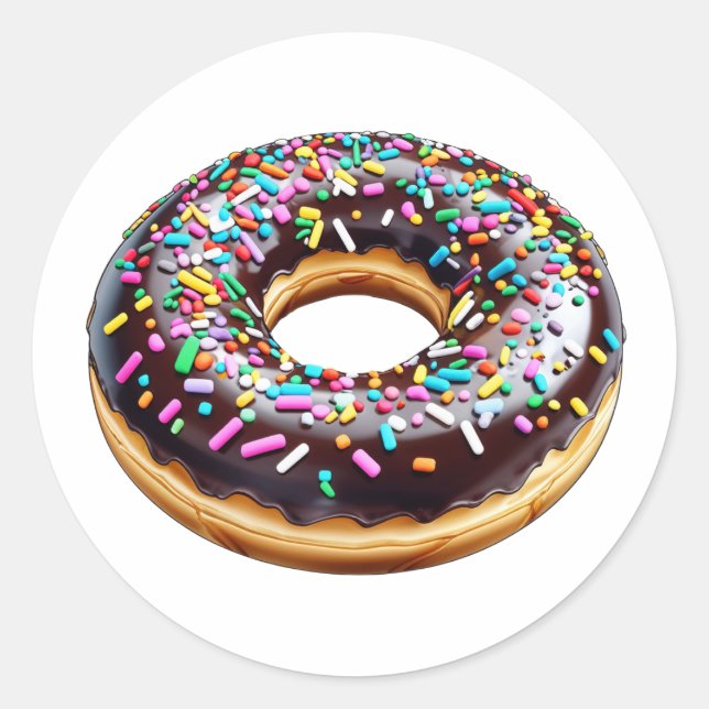 Chocolate Donut with Sprinkles Classic Round Sticker (Front)