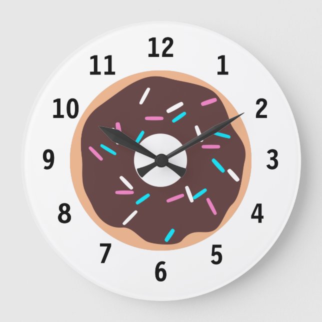 Chocolate Donut with Sprinkles Large Clock (Front)