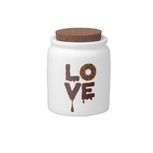 Chocolate Donut with Sprinkles Love Candy Jar