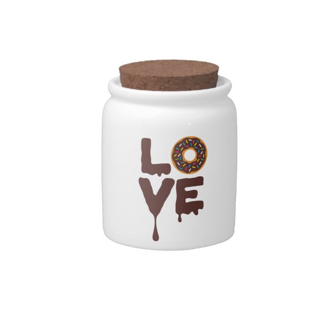 Chocolate Donut with Sprinkles Love Candy Jar (Front)