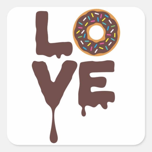 Chocolate Donut with Sprinkles Love Square Sticker (Front)