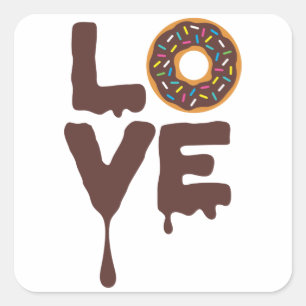 Chocolate Donut with Sprinkles Love Square Sticker