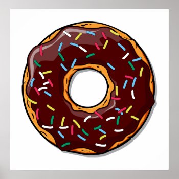 Chocolate Donut With Sprinkles Poster by GroovyFinds at Zazzle