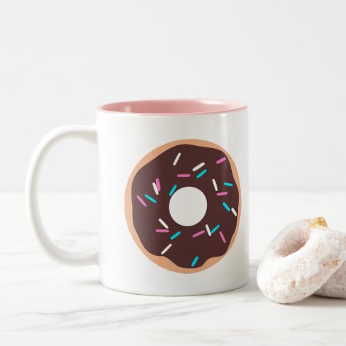 Chocolate Donut with Sprinkles Two_Tone Coffee Mug