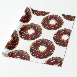 Chocolate Donut with Sprinkles Wrapping Paper