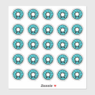 Chocolate Donut with Turquoise Frosting Sprinkles Sticker