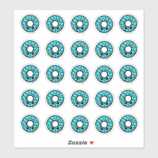 Chocolate Donut with Turquoise Frosting Sprinkles Sticker (Sheet)