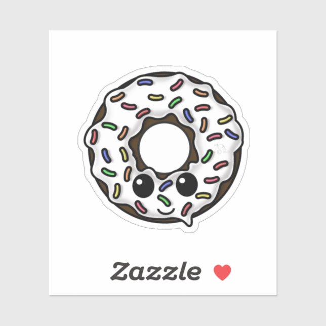 Chocolate Donut with White Frosting and Sprinkles Sticker (Sheet)