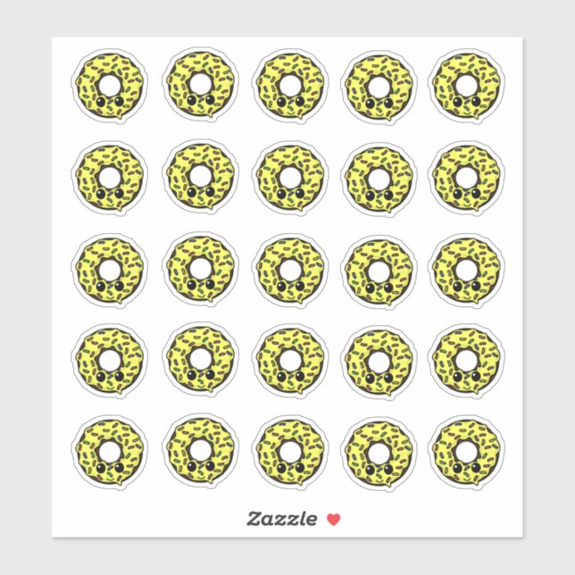 Chocolate Donut with Yellow Frosting and Sprinkles Sticker (Sheet)