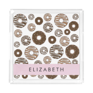 Chocolate Donuts, Caramel Donuts, Icing, Your Name Acrylic Tray