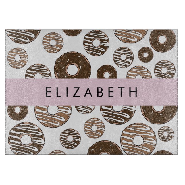Chocolate Donuts, Caramel Donuts, Icing, Your Name Cutting Board (Front)