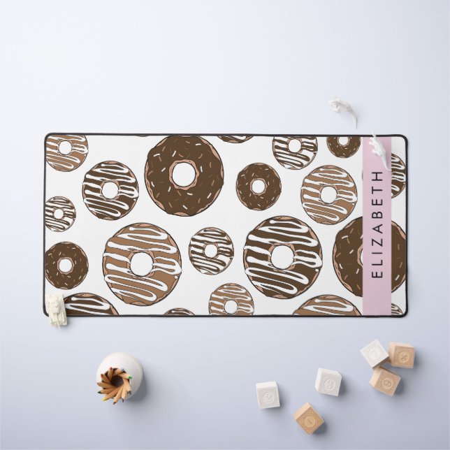 Chocolate Donuts, Caramel Donuts, Icing, Your Name Desk Mat (Kids Table)