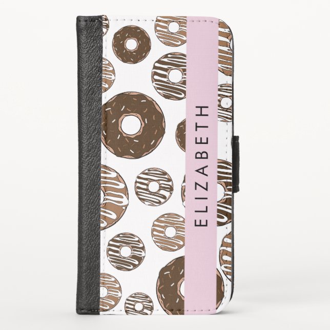 Chocolate Donuts, Caramel Donuts, Icing, Your Name iPhone Wallet Case (Front)